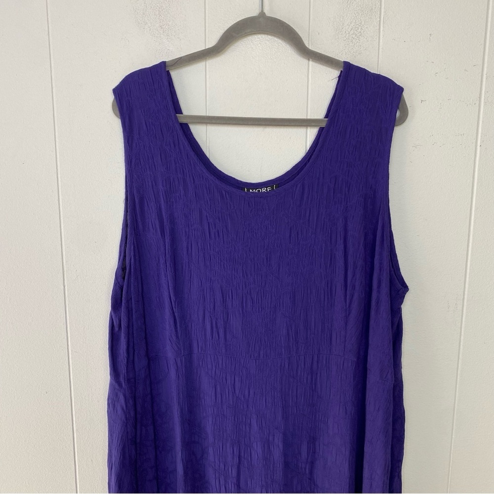 VTG More Jazz Dress Petite Sz 22 Purple Textured Sleeveless Feminine 80s - Picture 4 of 8